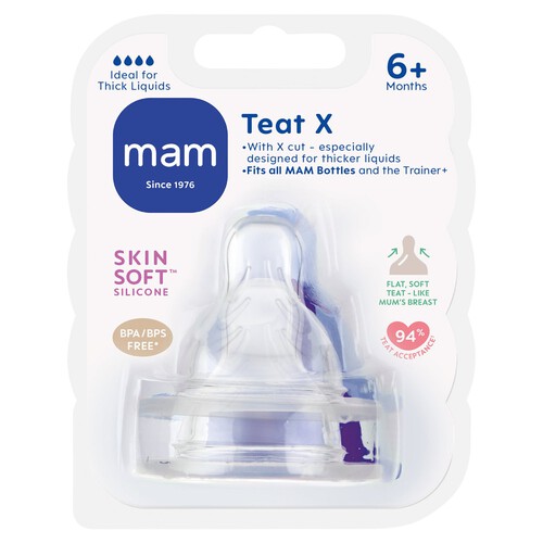 MAM Silicone Cross Cut Bottle Teats 6+ Months Ocado