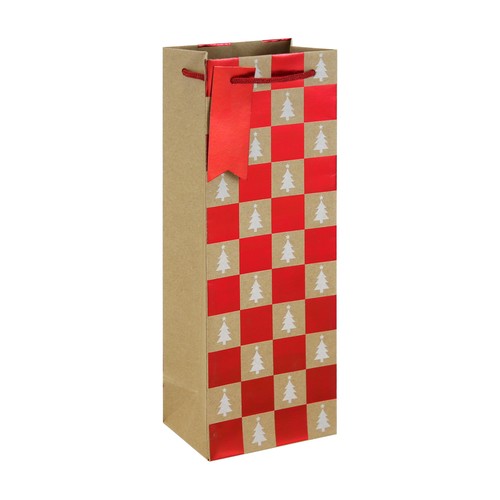 Kraft Red Christmas Bottle Bags 3 pack