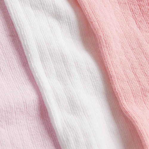 M&S Girls Cotton Rich Ribbed Tights, 6-12 Months, Light Pink, 3 Pack 
