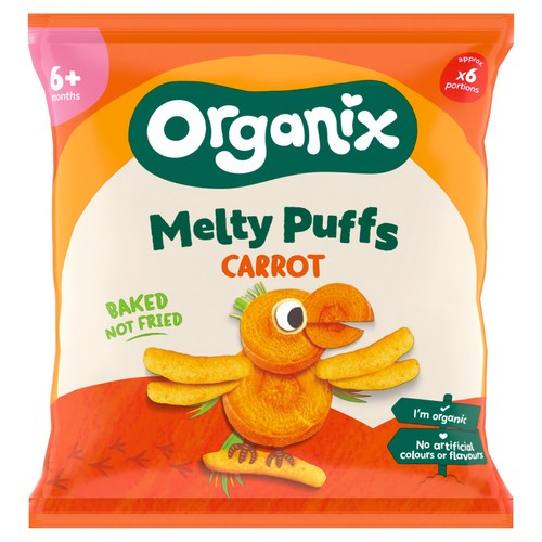 Organix Melty Carrot Puffs Baby Snack 6+ Months