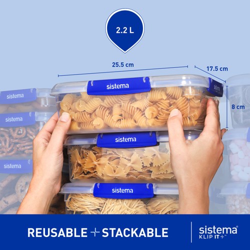 Sistema Klip It Plus 2.2L Rectangular Food Storage Container
