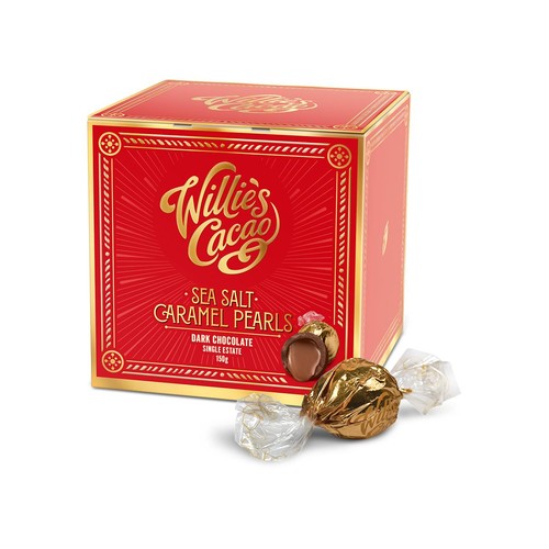 Willie's Cacao Sea Salt Caramel Pearls dark chocolate