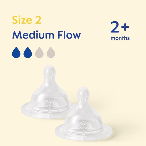 MAM Silicone Bottle Teats Medium Flow 2+ Months Level 2