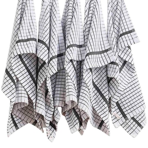 M&S Checked Terry Tea Towels, Dark Grey