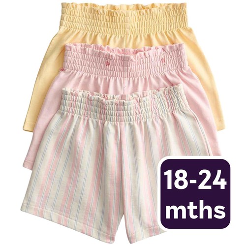 M&S Girls Pure Cotton Multi Pattern Shorts, 18-24 Months, Multi