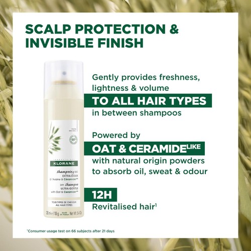 Klorane Extra-Gentle Dry Shampoo - Oat & CeramideLIKE 250ml 