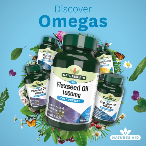 Natures Aid Vegetarian Flaxseed Oil 1000mg Capsules