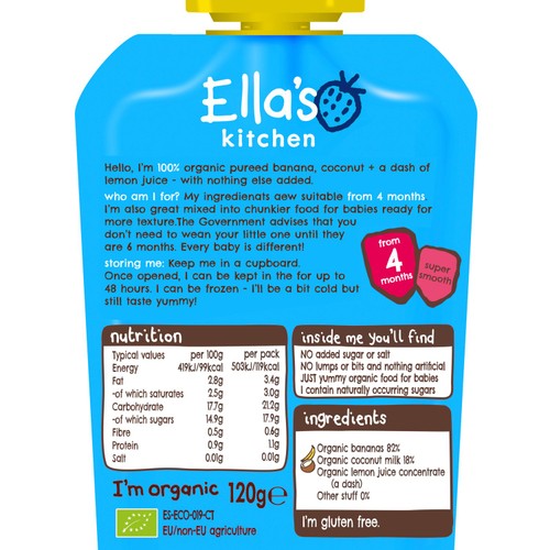 Ella's Kitchen Bananas & Coconuts Baby Food Pouch 4+ Months