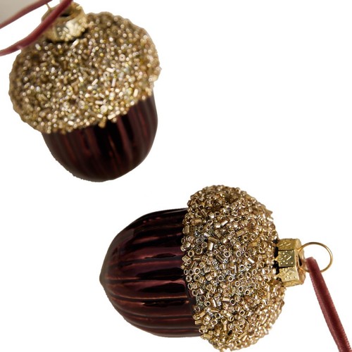 M&S Glass Cascading Acorns, Gold