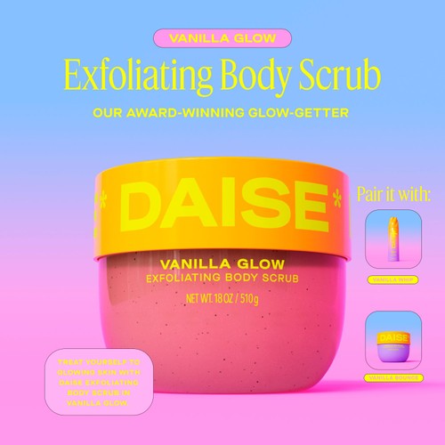 DAISE Exfoliating Body Scrub in Vanilla Glow, For Soft Glowing Skin