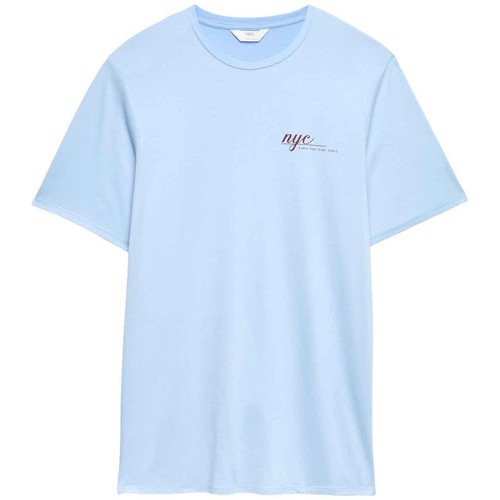 M&S Womens Cotton Modal Fruit Graphic Oversized T-Shirt, Medium, Blue Mix