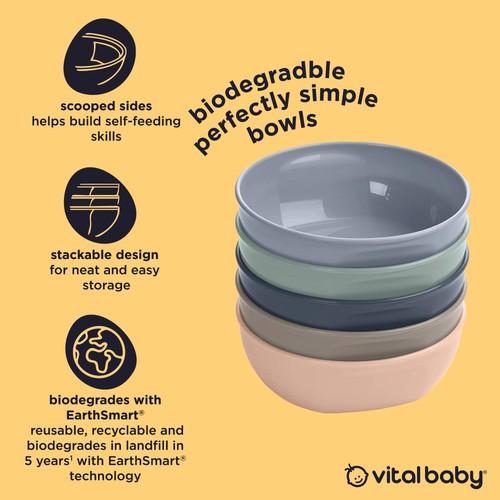Vital Baby Nourish Perfectly Simple Bowls 5pk - natural