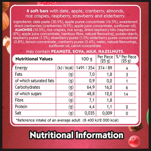 Eat Natural Red Berries Soft Fruit Bars