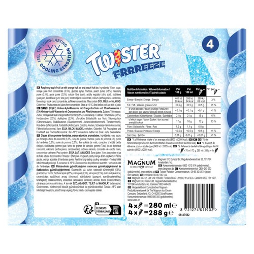 Twister Frrreeze Peach, Orange & Raspberry Ice Lollies