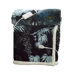 Deyongs Peacock Teal Sherpa Heated Throw