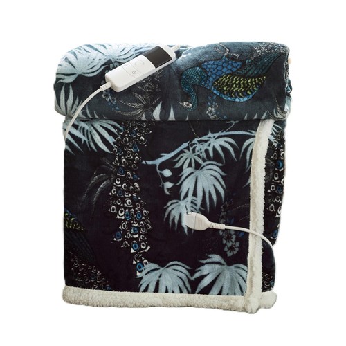 Deyongs Peacock Teal Sherpa Heated Throw