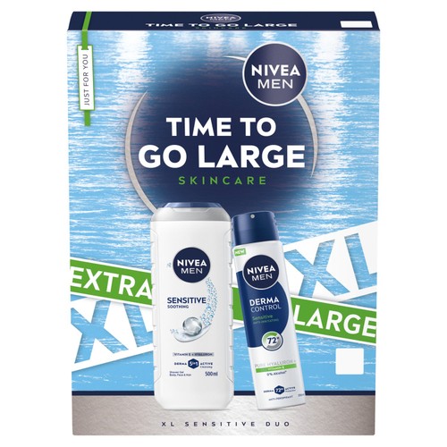 NIVEA MEN Time To Go Large Sensitive XL Duo Gift Set