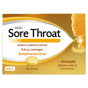 MAC Sore Throat Honey & Lemon 0.6mg Lozenges Amylmetacresol