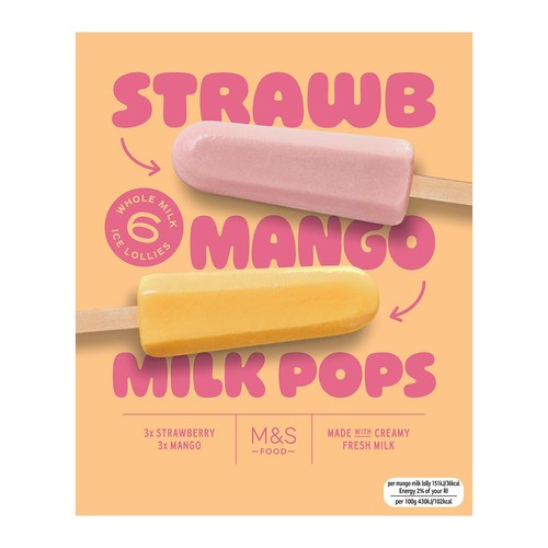 M&S 6 Strawberry & Mango Milk Pops