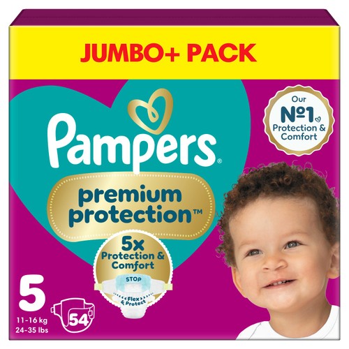 Pampers Premium Protection Nappies, Size 5 (11-16kg) Jumbo+ Pack