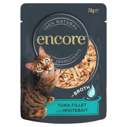 Encore Natural Wet Cat Food Pouch Tuna Fillet with Whitebait in Broth