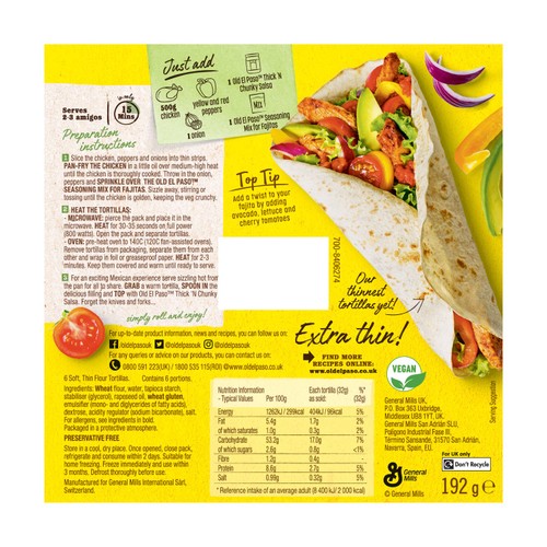 Old El Paso Large Extra Thin Tortilla Wraps