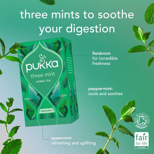 Pukka Organic Three Mint Tea With Peppermint x20Compostable Herbal Tea Bags