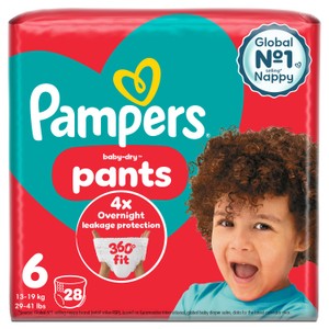 Pampers Baby-Dry Nappy Pants, Size 6 (15kg+) Essential Pack