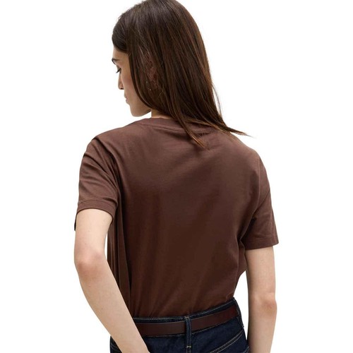 M&S Womens Pure Cotton Everyday Fit T-Shirt, 14, Dark Chocolate