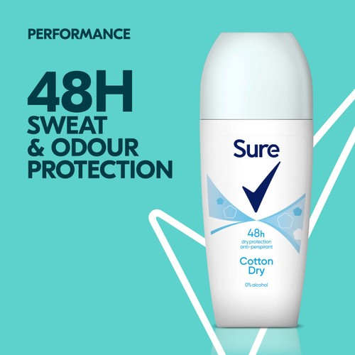 Sure Women Antiperspirant Deodorant Roll On Base Cotton Dry