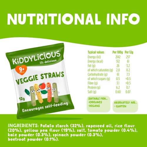 Kiddylicious Veggie Straws Baby Snacks Big Pack