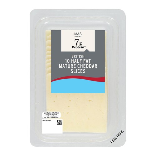 M&S High Protein 10 Half Fat Mature Cheddar Slices
