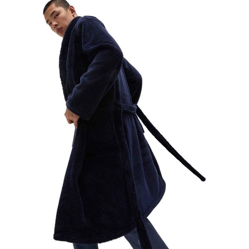 M&S Mens Fleece Supersoft Dressing Gown, L, Navy