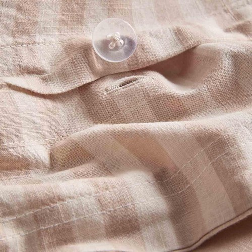M&S Pure Cotton Gingham Bedding Set, King Size, Natural