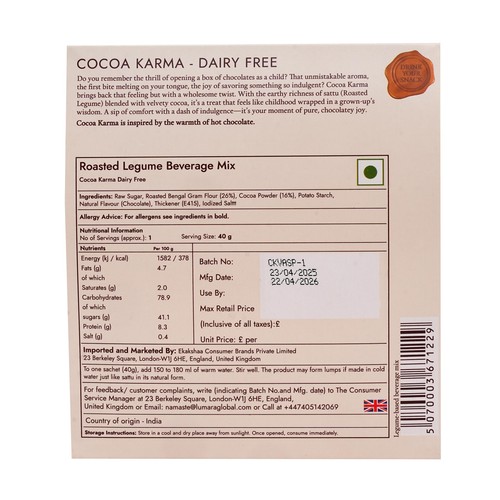 Lumara Cocoa Karma roasted chana sattu chocolate drink DAIRY FREE