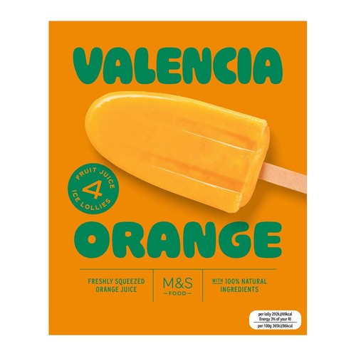 M&S 4 Valencia Orange Ice Lollies