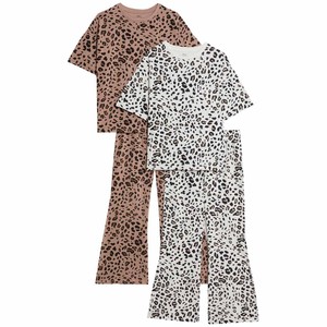 Leopard Print Flared Leg Pyjamas, 7-8 Years, Brown