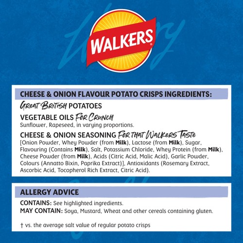 Walkers Lightly Cheese & Onion Multipack Crisps
