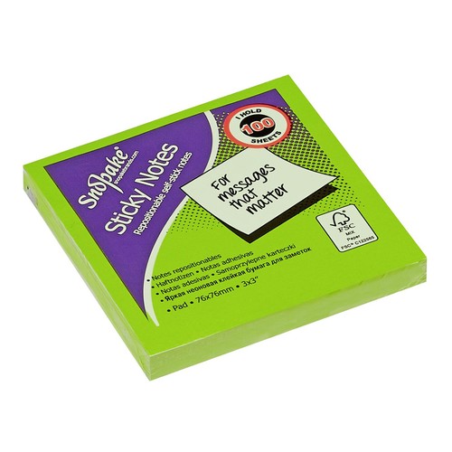 Snopake Neon Sticky Notes 3"x3" 600 Sheets