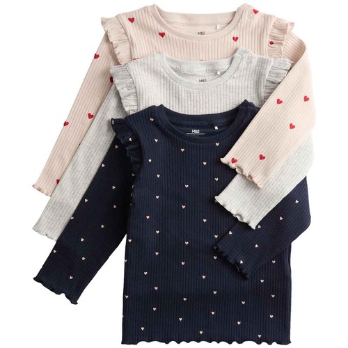 M&S Heart Frill Tops, 0-3 Months, Navy