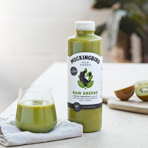 Mockingbird Raw Greens Smoothie, Kiwi, Spinach, Pear, Banana