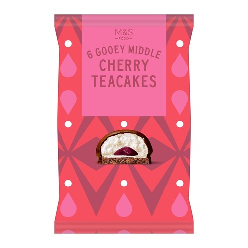 M&S 6 Gooey Middle Cherry Teacakes