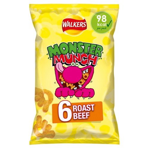 Walkers Monster Munch Roast Beef Multipack Snacks Crisps 6x20g