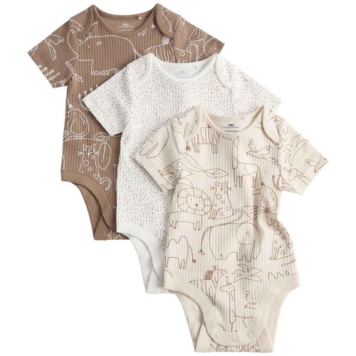 M&S Safari SS Bodysuit, 18-24 Months, Cream