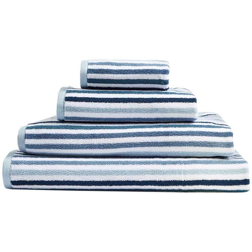 M&S Pure Cotton Striped Towel, Hand Towel, Blue