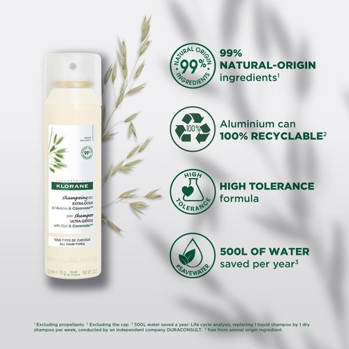 Klorane Extra-Gentle Dry Shampoo - All Hair Types - with Oat & CeramideLIKE