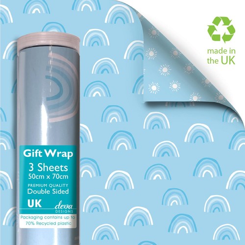 Blue Rainbow Double Sided Gift Wrap Sheets