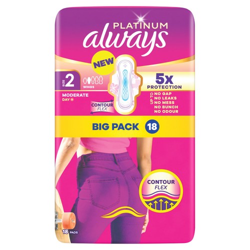 Always Platinum Long Sanitary Towels Wings Size 2