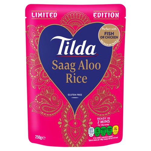 Tilda Microwave Limited Edition Saag Aloo Basmati Rice
