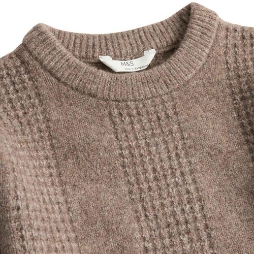 M&S Crew Knit Jumper, 6-7 Years, Brown